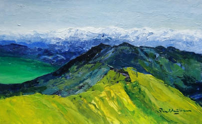 Mountains 220211   2022   Acrylic on paper   20 x 12.5 cm   SGD200