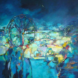 Fun Fair at Night   1988   Oil on canvas   92 x 92 cm   SGD35,000