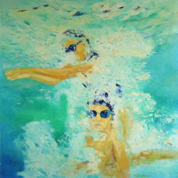 Swimmers   1985   Oil on canvas   92 x 92 cm   SGD35,000