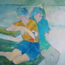 Two Girls   1986   Oil on canvas   92 x 92 cm   SGD35,000