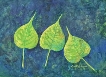 3 Leaves 2022   Poster colour on paper   37 x 27 cm   SGD800